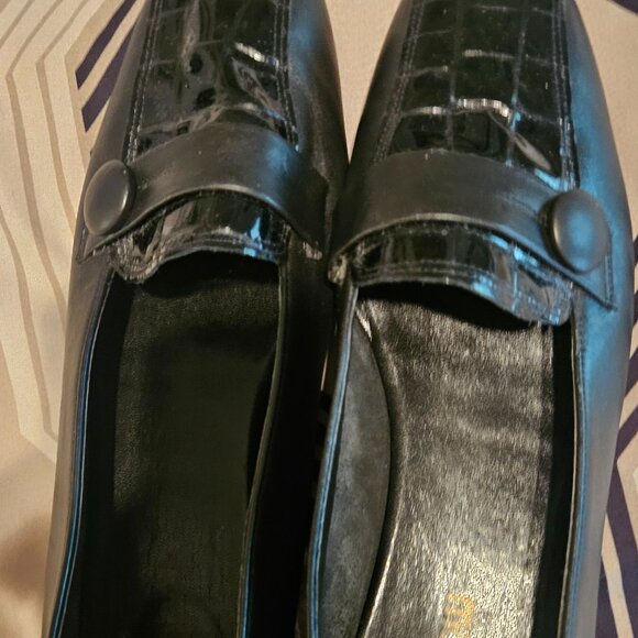 Comfort vintage ballet Flat 100% leather Grandmacore Whimsigoth black loafers 11 - Picture 3 of 11